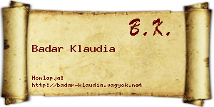 Badar Klaudia névjegykártya